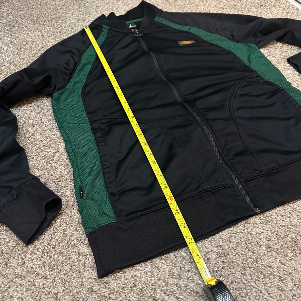 Jordan Mens Track Jacket XL Black Green Preowned Full Zip Mesh Trim Wings Logo - Picture 4 of 4